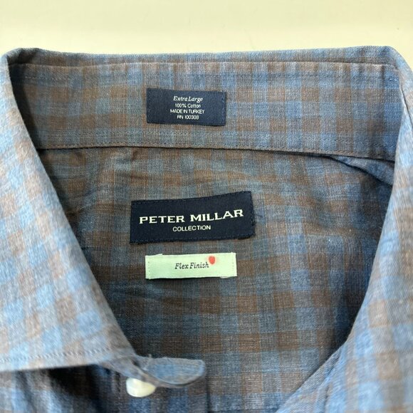 Peter Millar Collection Flex Finish Shirt Mens XL Blue Plaid MSRP $248 - Picture 3 of 6